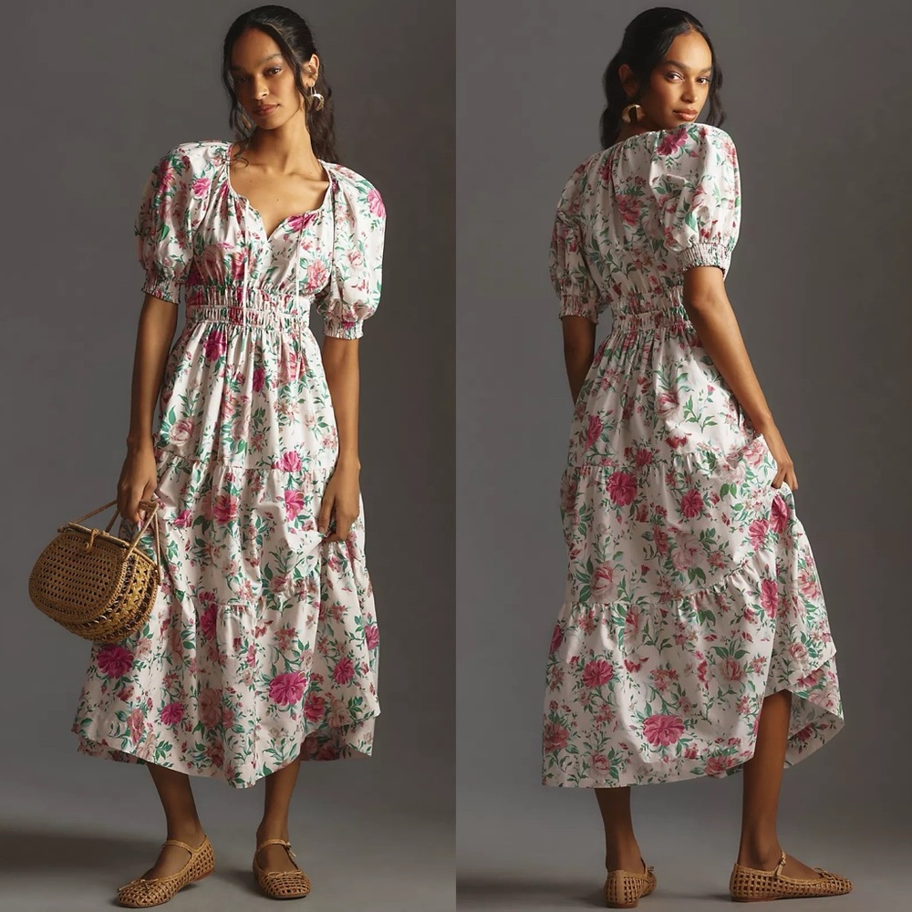 NWT Anthropologie Somerset Maxi Dress Puff-Sleeve Edition